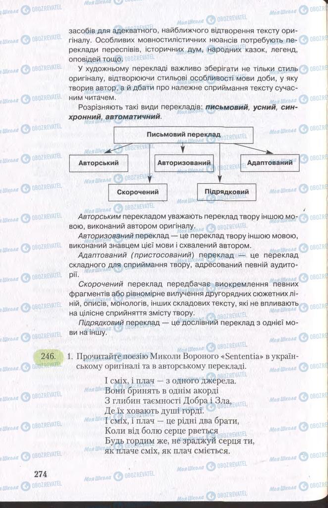 Учебники Укр мова 11 класс страница 274