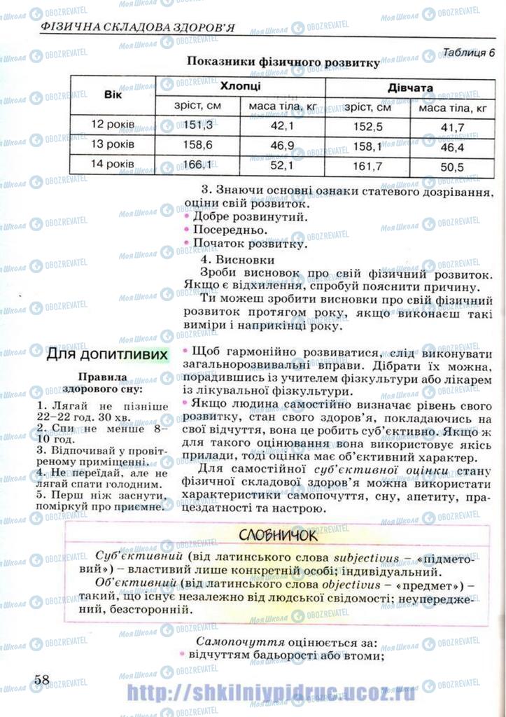 Учебники Основы здоровья 7 класс страница 58