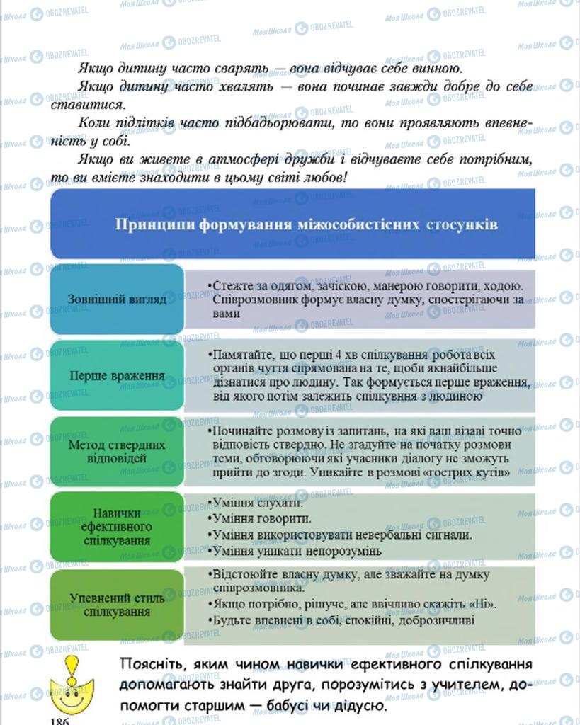 Підручники Основи здоров'я 7 клас сторінка 186