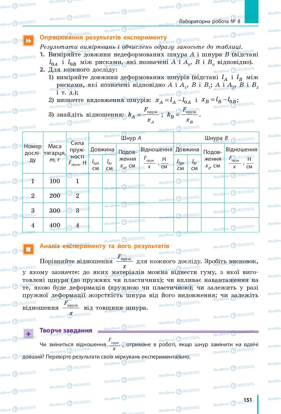 Підручники Фізика 7 клас сторінка 151