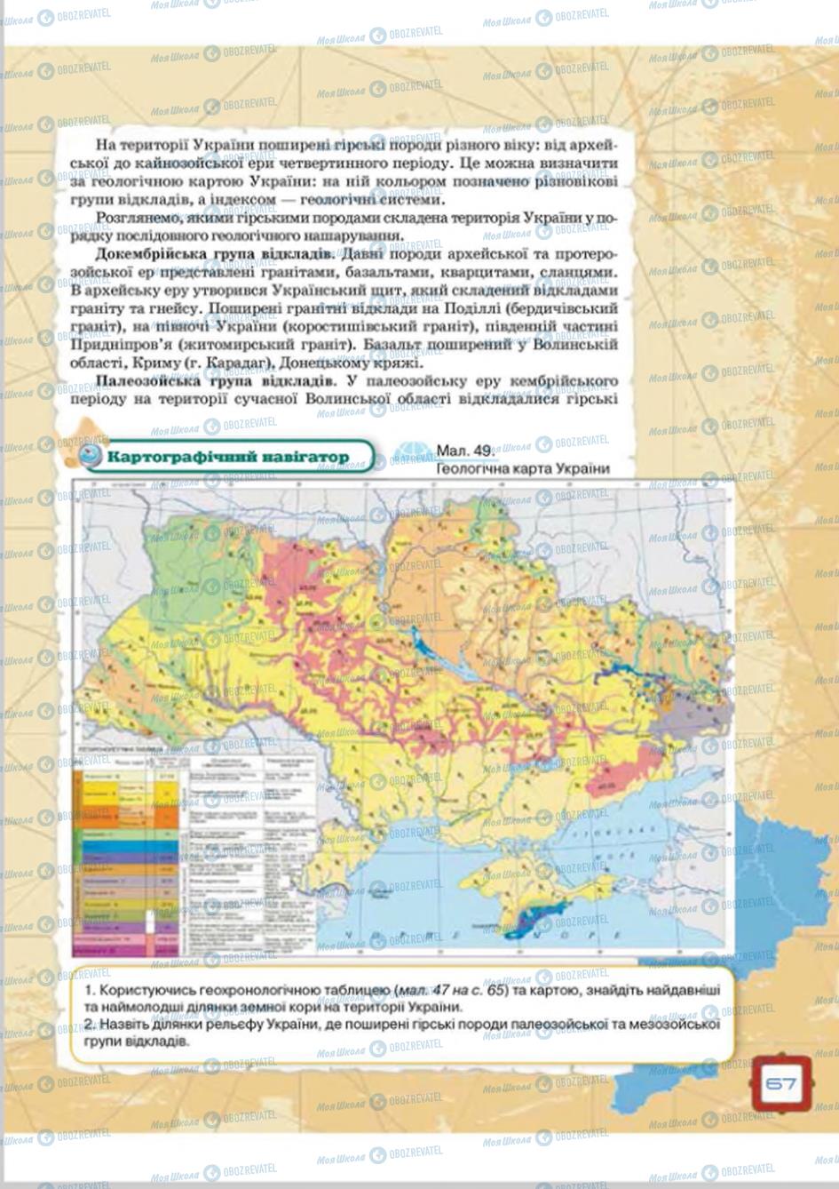 Підручники Географія 8 клас сторінка  67