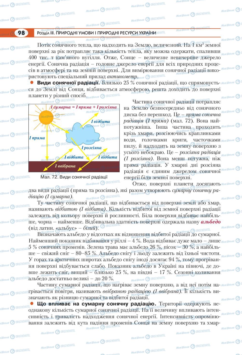 Підручники Географія 8 клас сторінка  98