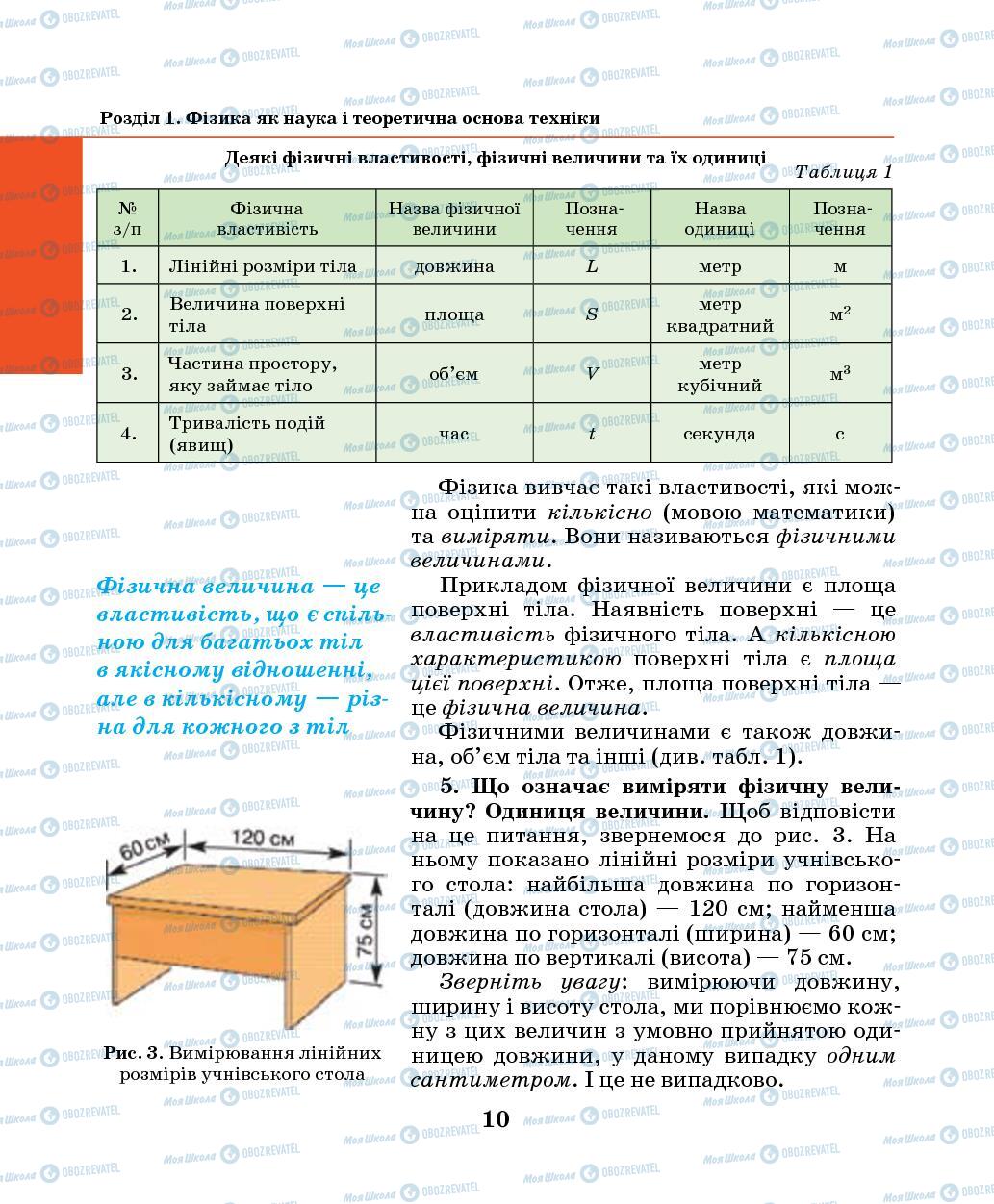 Підручники Фізика 7 клас сторінка 10