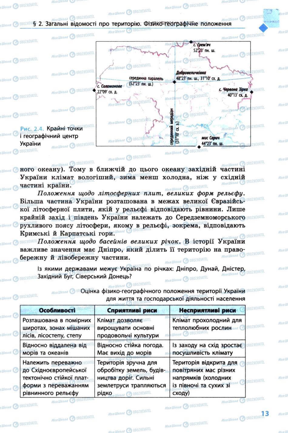 Підручники Географія 8 клас сторінка 13