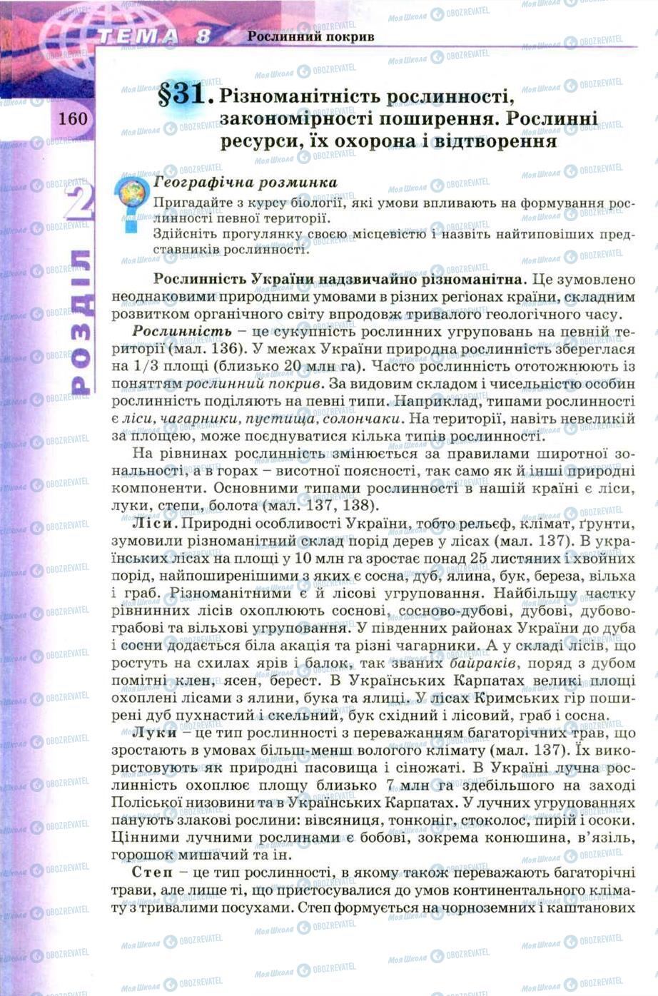 Підручники Географія 8 клас сторінка 160