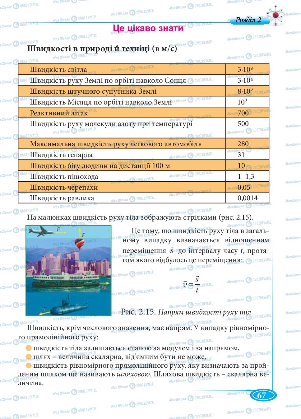 Підручники Фізика 7 клас сторінка 67