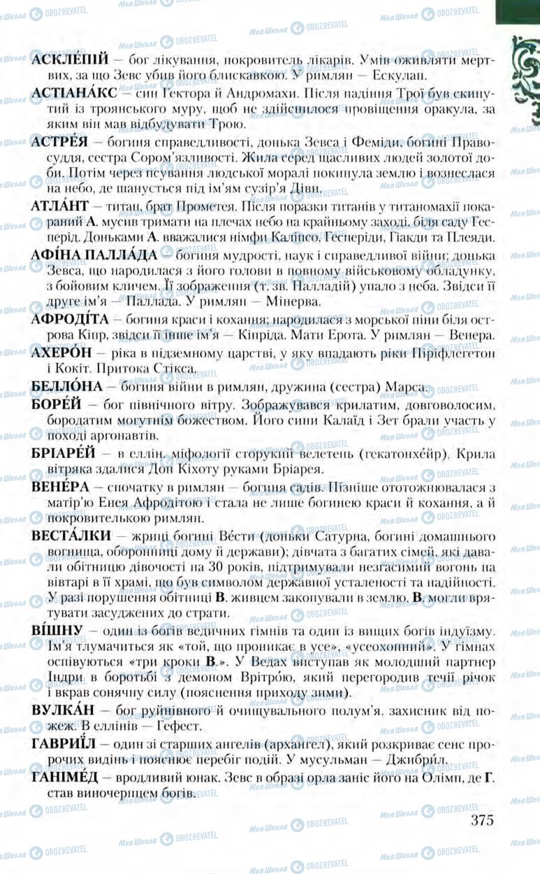 Підручники Зарубіжна література 8 клас сторінка 375