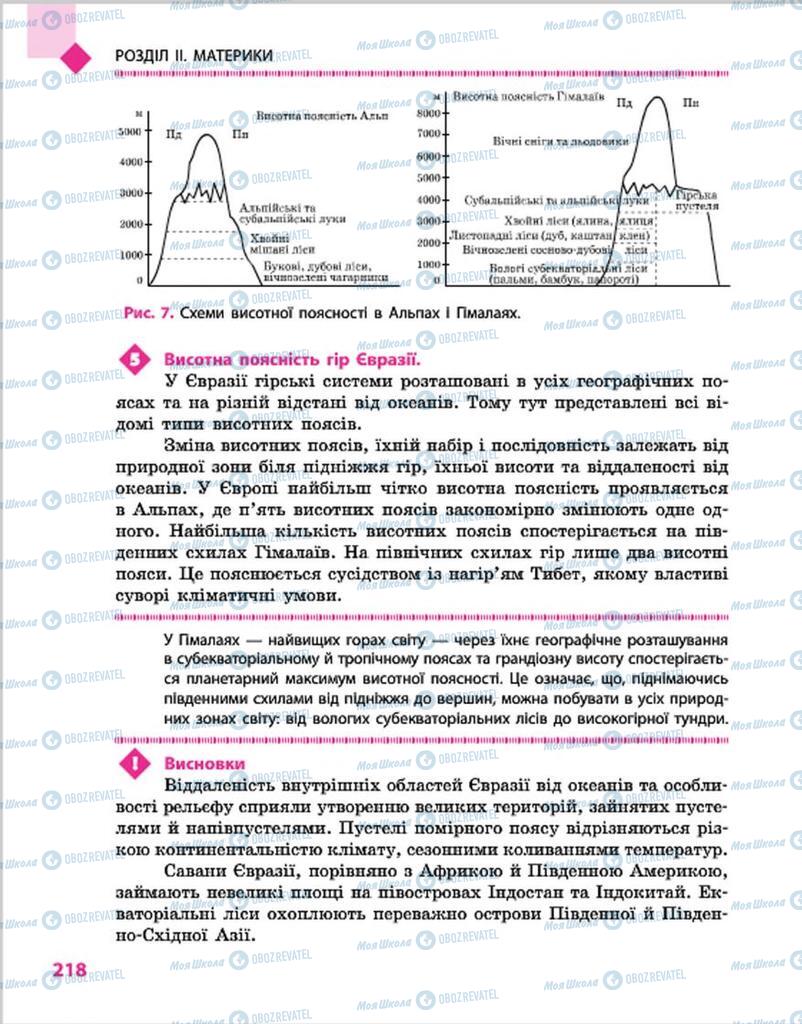 Підручники Географія 7 клас сторінка 218