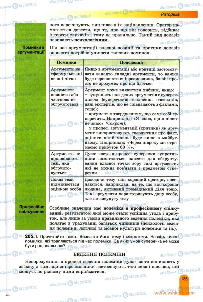 Підручники Українська мова 11 клас сторінка 135