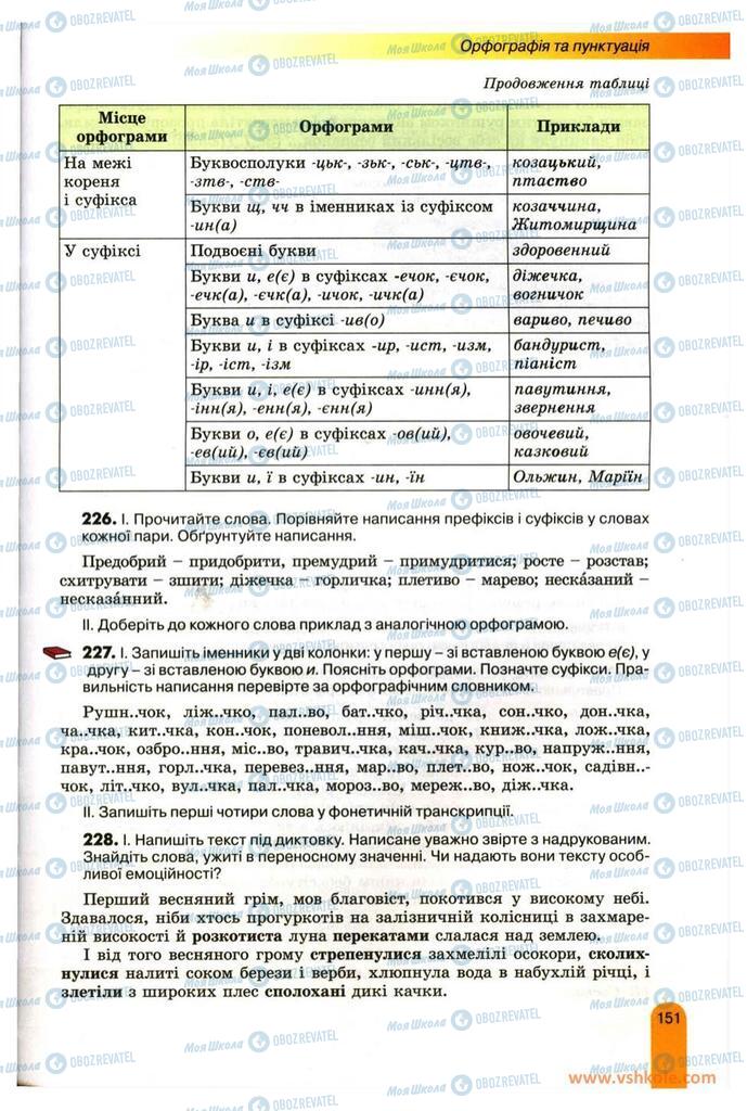 Підручники Українська мова 11 клас сторінка 151