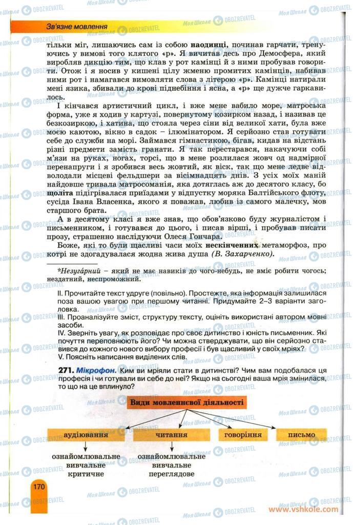 Учебники Укр мова 11 класс страница 170