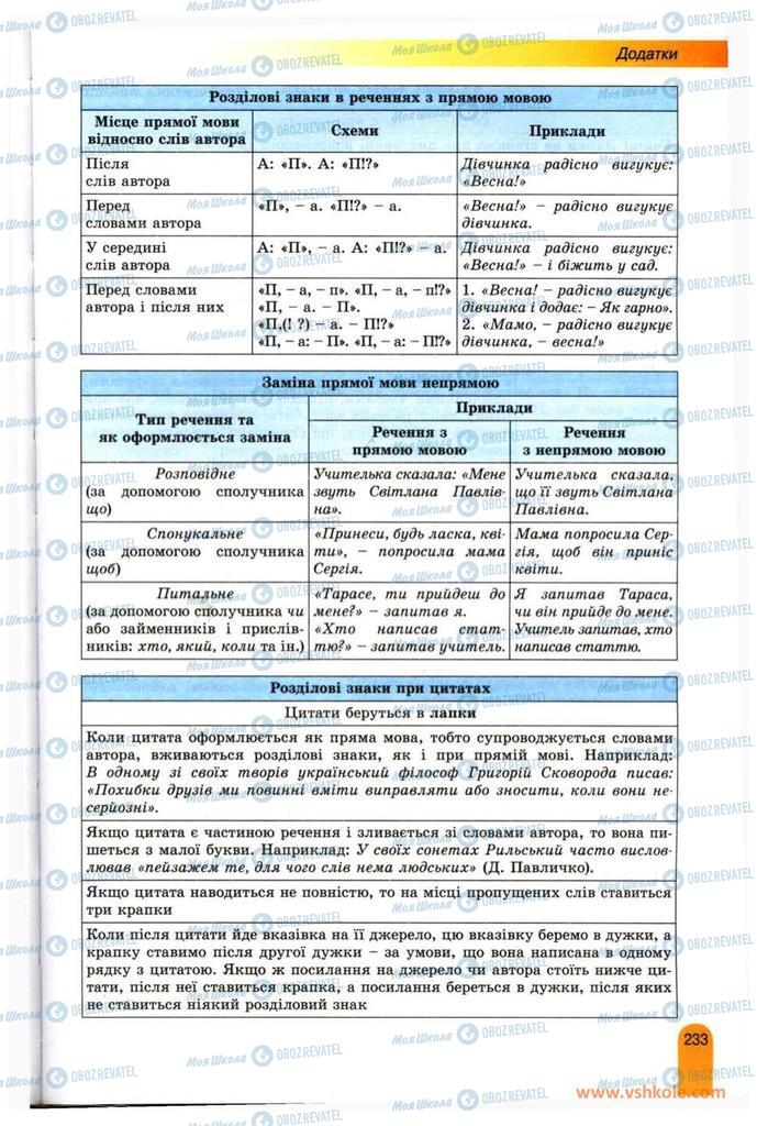 Підручники Українська мова 11 клас сторінка 233