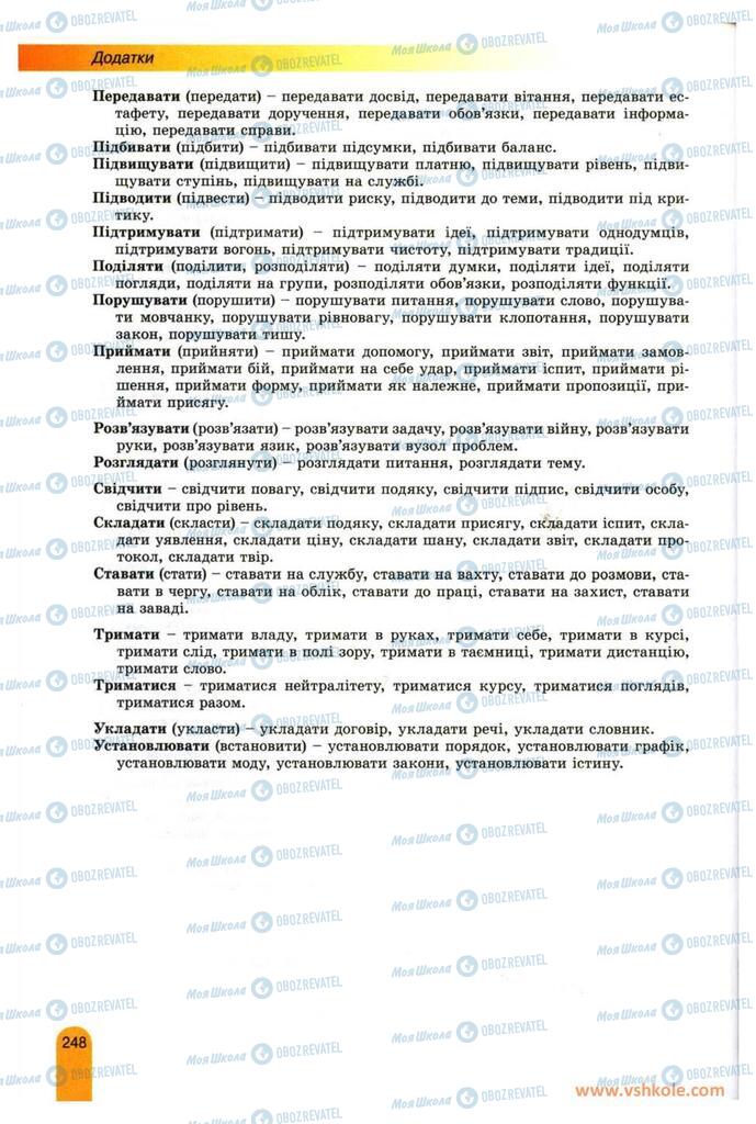 Підручники Українська мова 11 клас сторінка 248