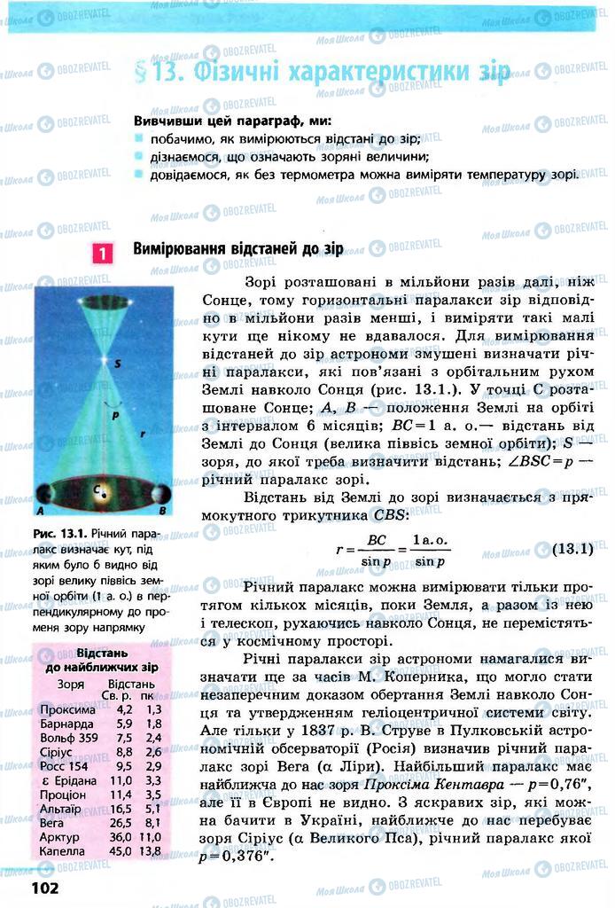 Підручники Астрономія 11 клас сторінка  102