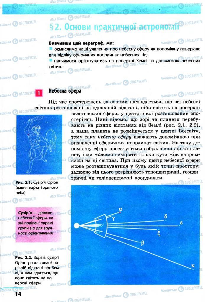 Підручники Астрономія 11 клас сторінка  14
