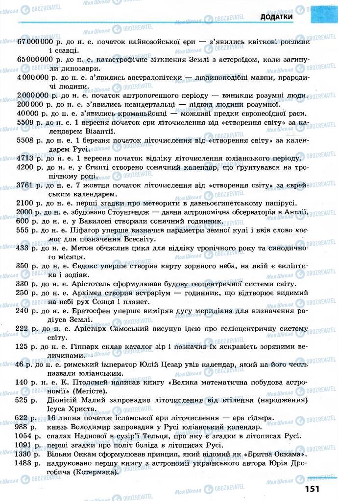 Підручники Астрономія 11 клас сторінка 151