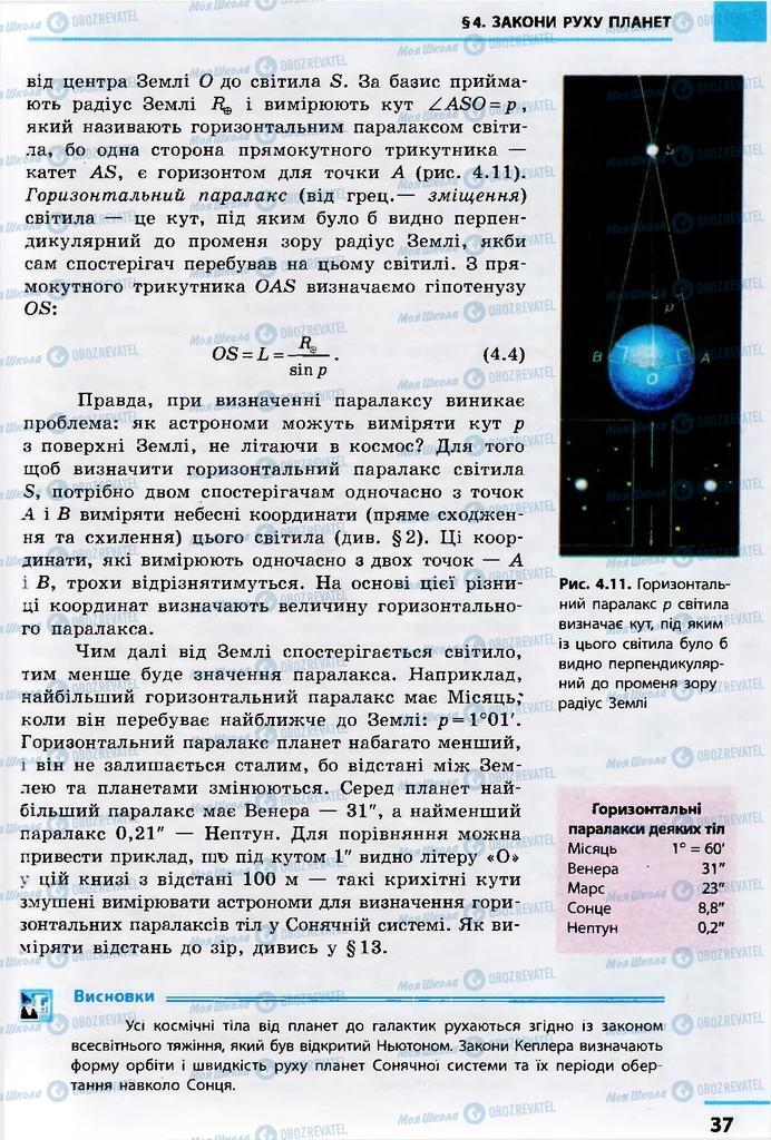 Підручники Астрономія 11 клас сторінка 37
