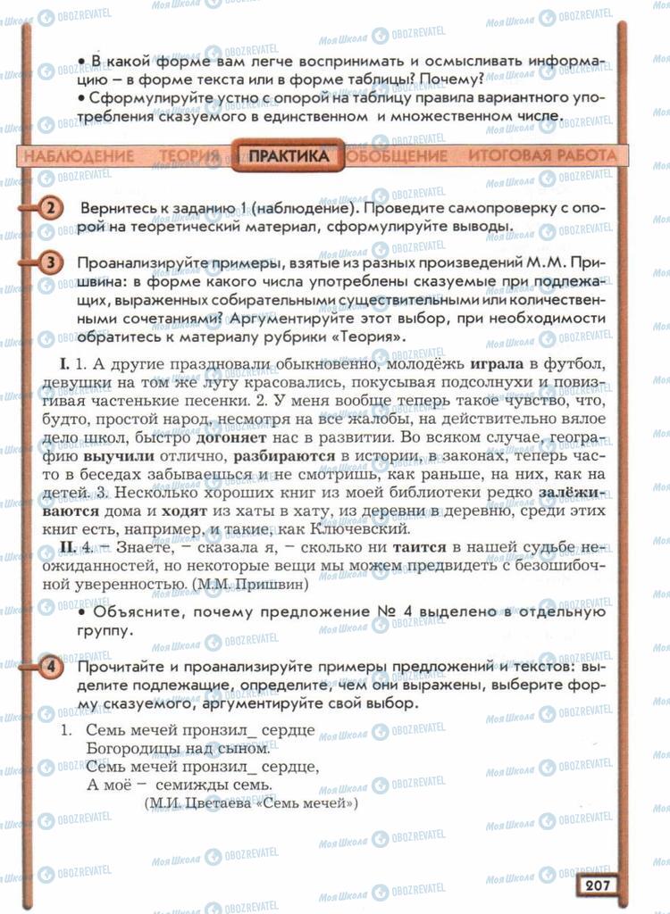 Підручники Російська мова 11 клас сторінка  207