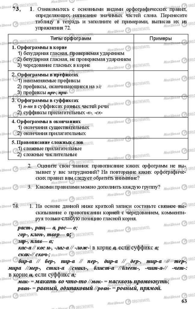 Підручники Російська мова 11 клас сторінка 63
