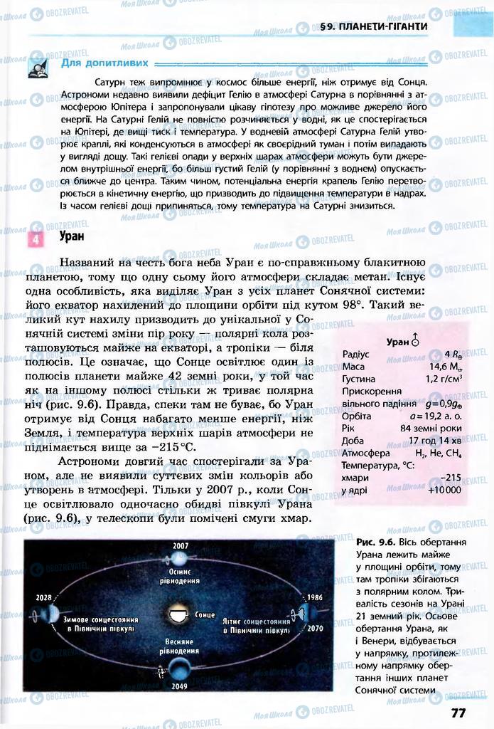 Підручники Астрономія 11 клас сторінка 77