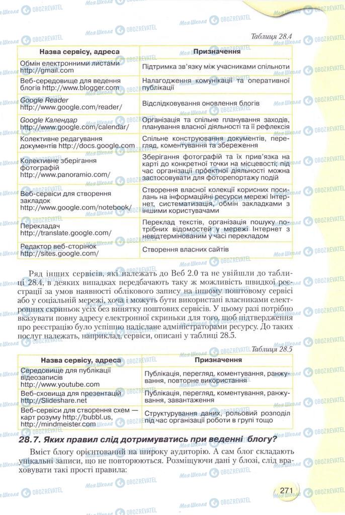 Підручники Інформатика 11 клас сторінка 271