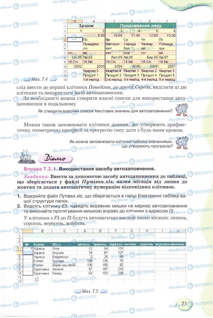 Підручники Інформатика 11 клас сторінка 71