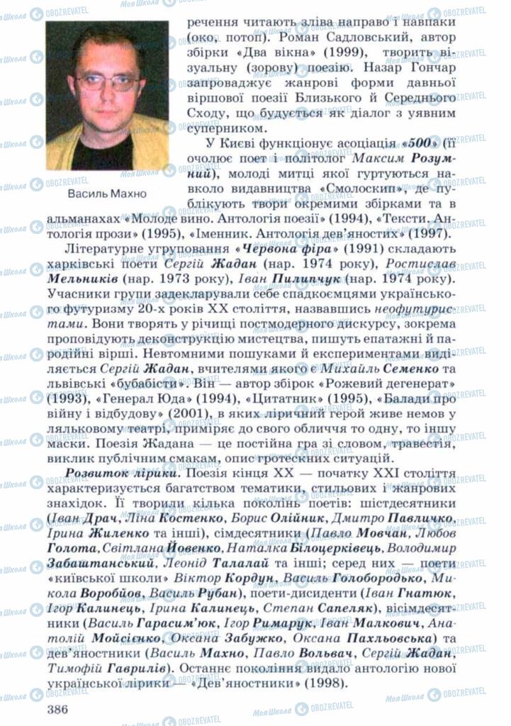 Підручники Українська література 11 клас сторінка 386