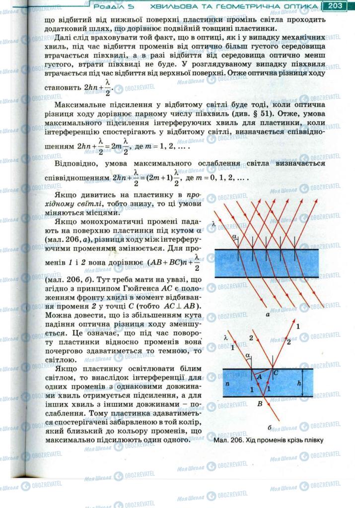 Підручники Фізика 11 клас сторінка 203