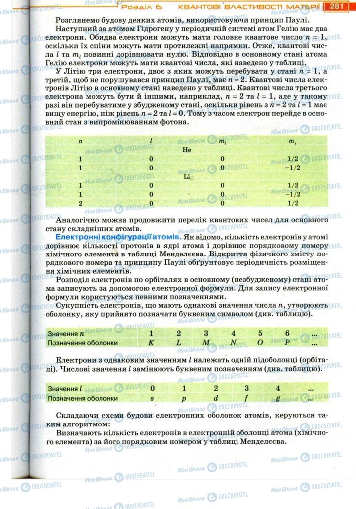 Підручники Фізика 11 клас сторінка 281