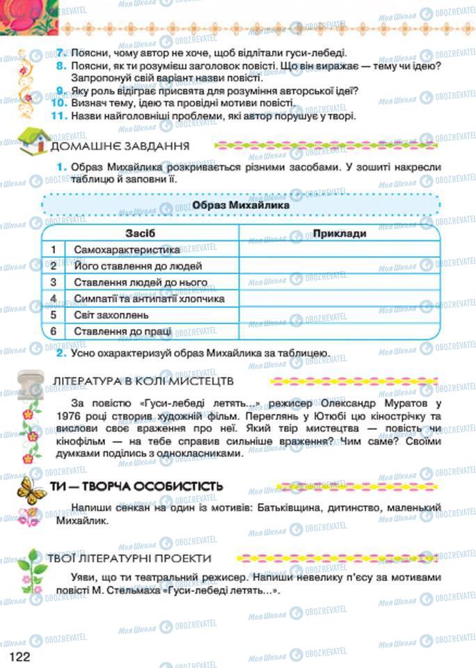Підручники Українська література 7 клас сторінка 122