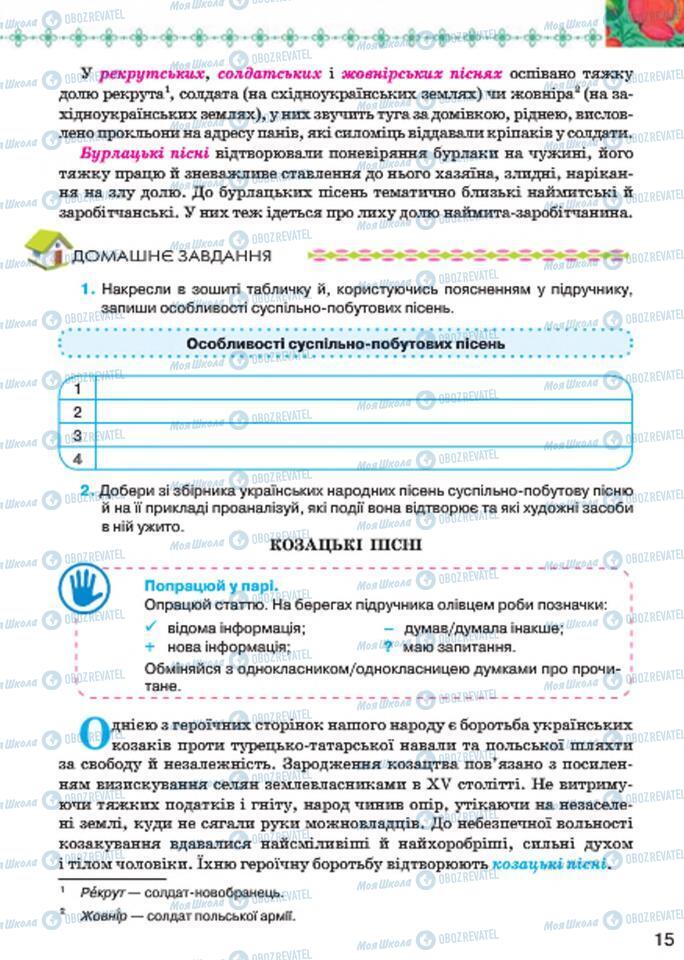 Підручники Українська література 7 клас сторінка  15