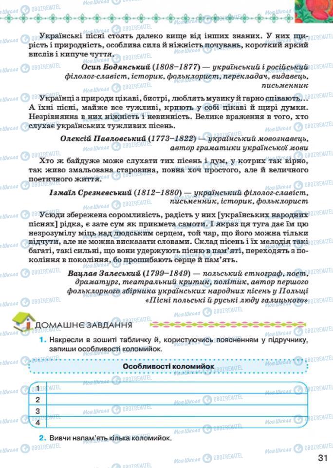 Підручники Українська література 7 клас сторінка 31