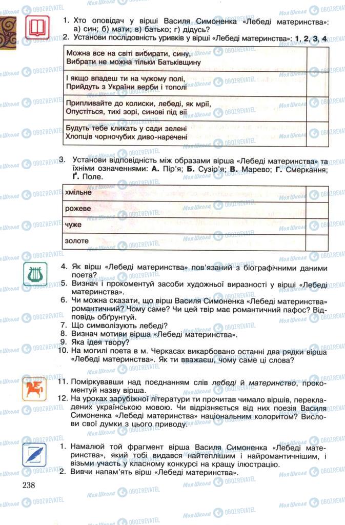 Підручники Українська література 7 клас сторінка 238