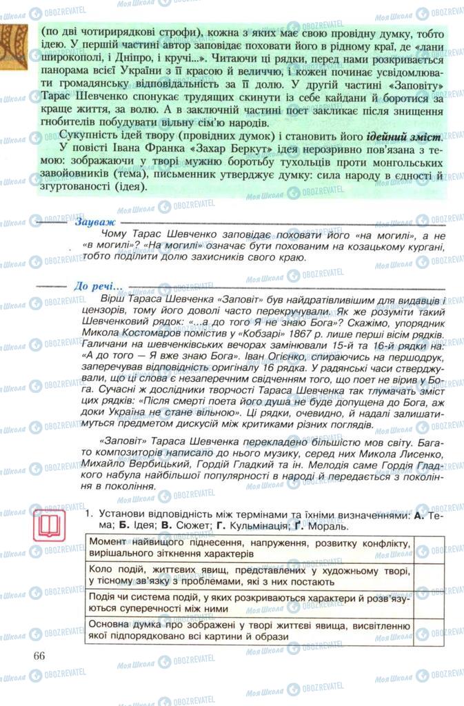 Підручники Українська література 7 клас сторінка 66