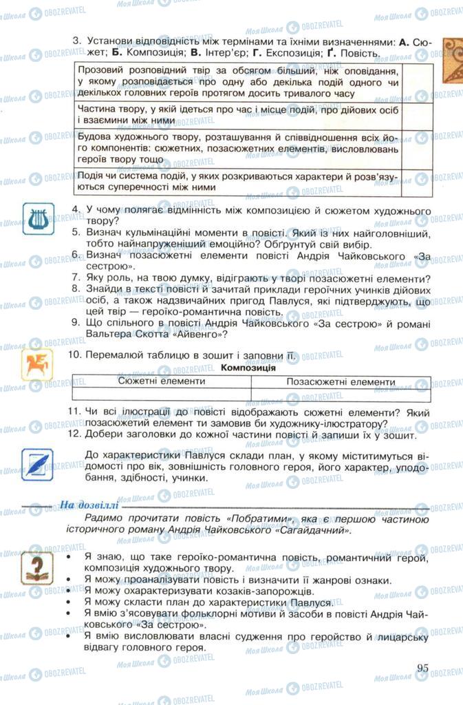 Учебники Укр лит 7 класс страница 95