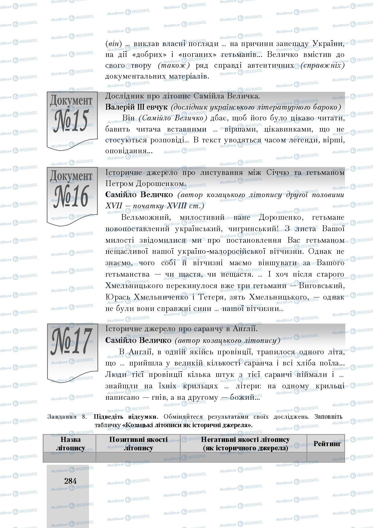 Підручники Історія України 8 клас сторінка 284