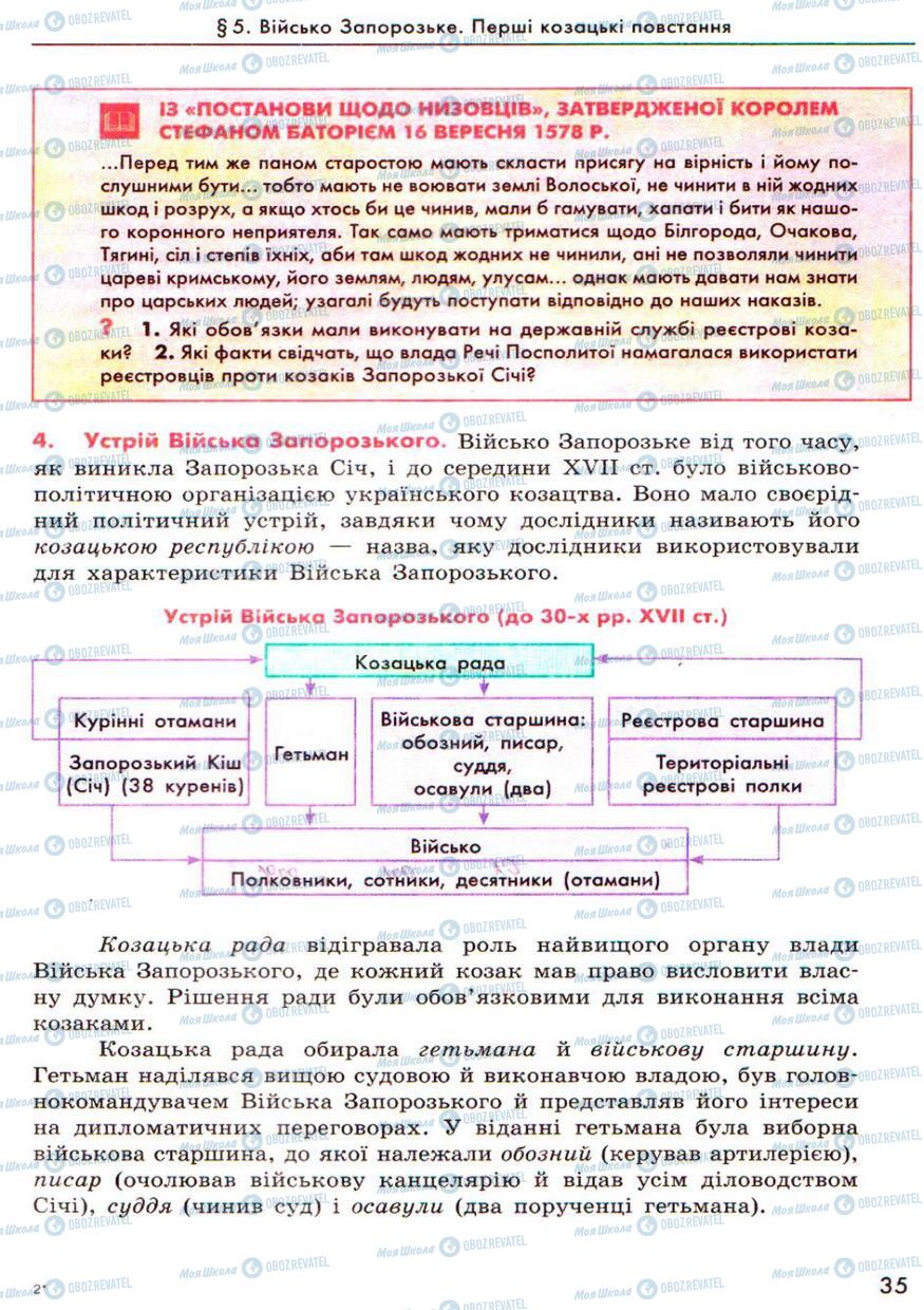 Підручники Історія України 8 клас сторінка 35