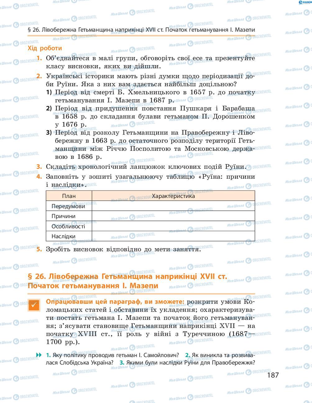 Підручники Історія України 8 клас сторінка  187