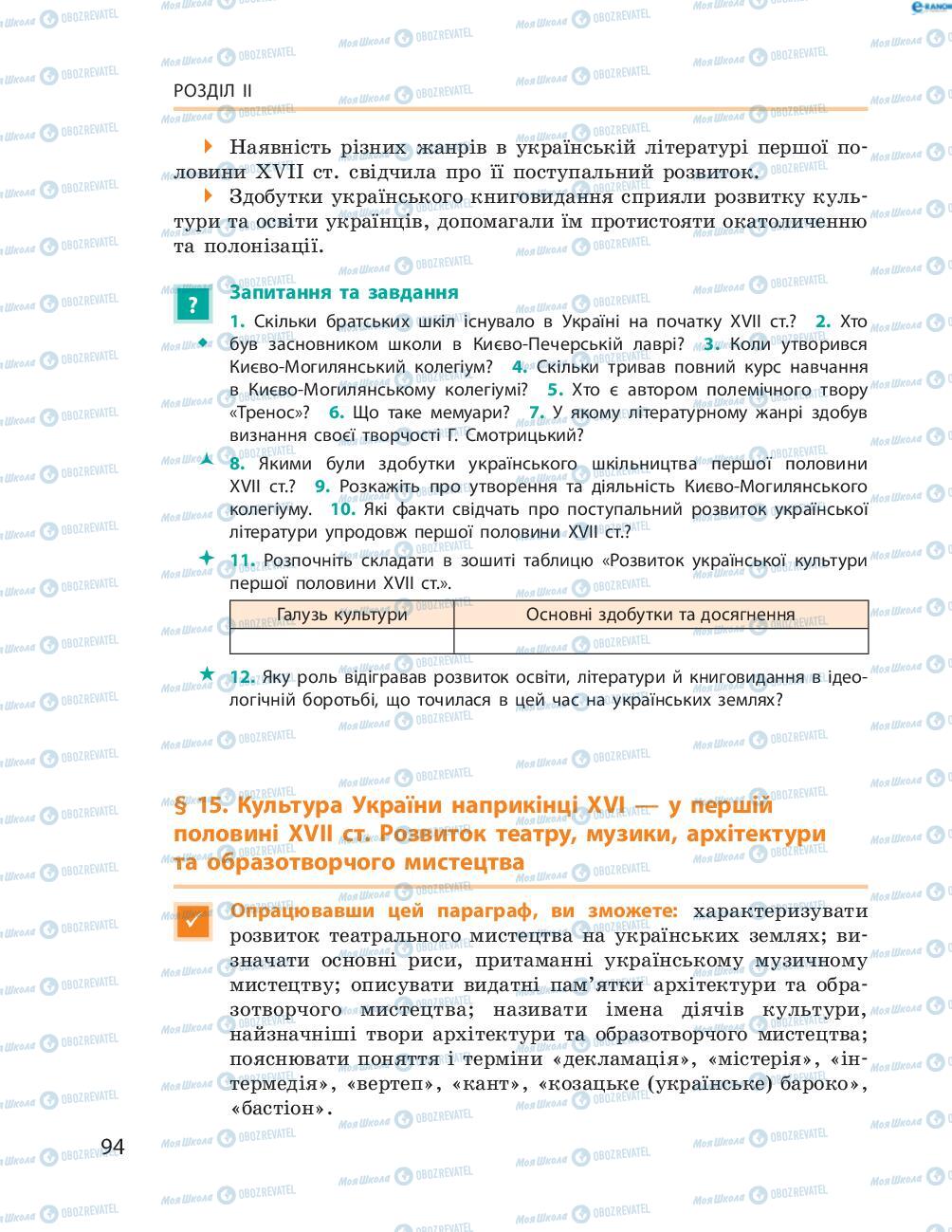 Учебники История Украины 8 класс страница  94