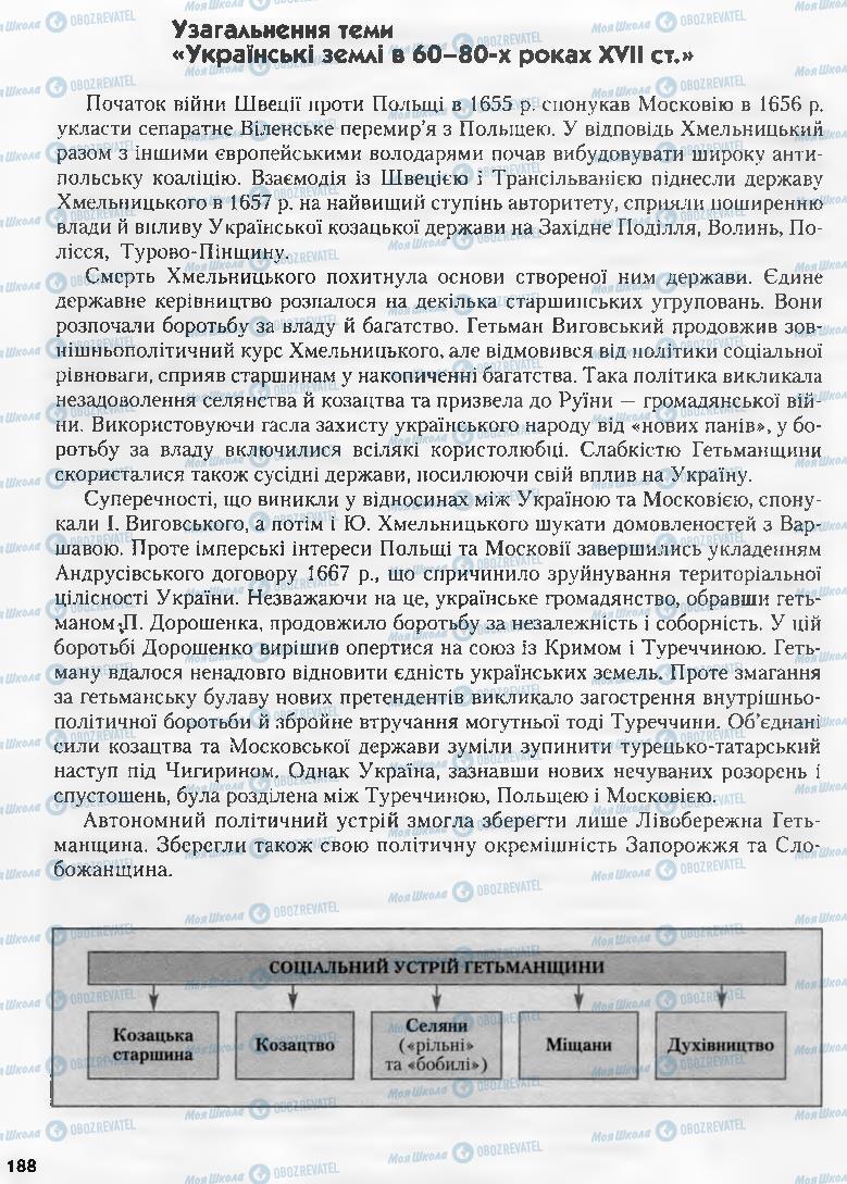 Підручники Історія України 8 клас сторінка 188