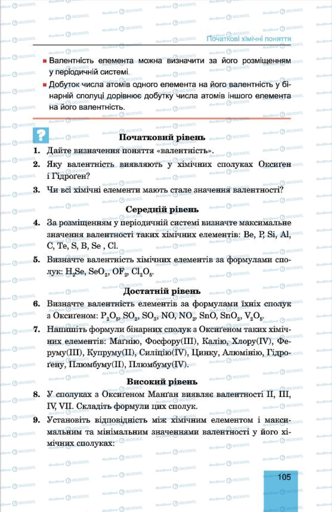 Підручники Хімія 7 клас сторінка 105