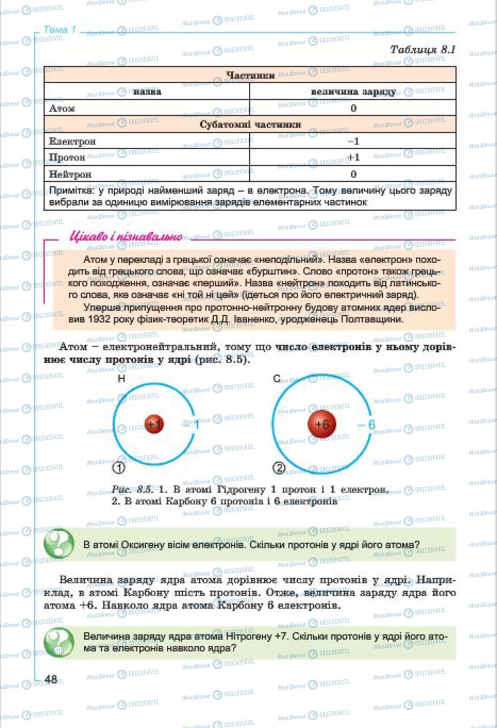 Підручники Хімія 7 клас сторінка  48