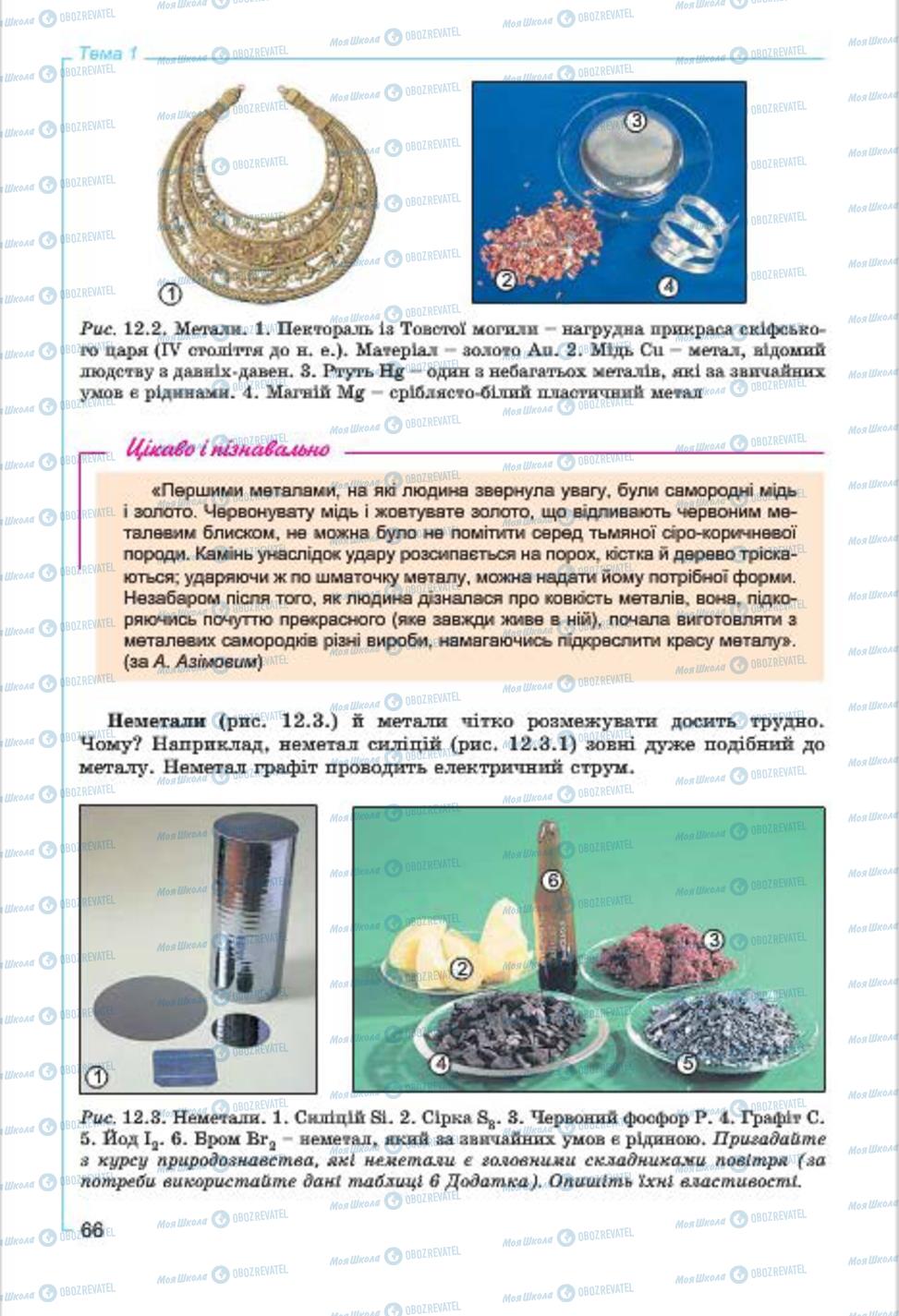 Підручники Хімія 7 клас сторінка  66