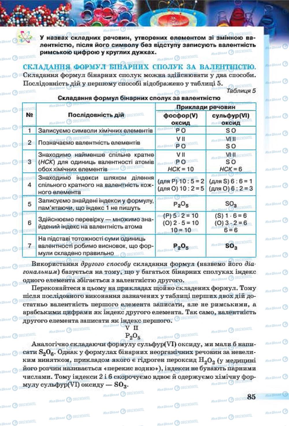 Підручники Хімія 7 клас сторінка 85