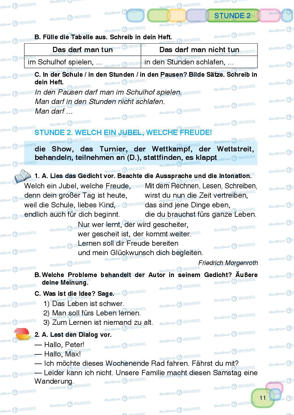 Підручники Німецька мова 7 клас сторінка 11