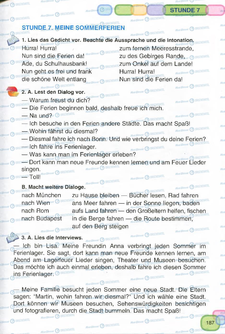 Підручники Німецька мова 7 клас сторінка 187