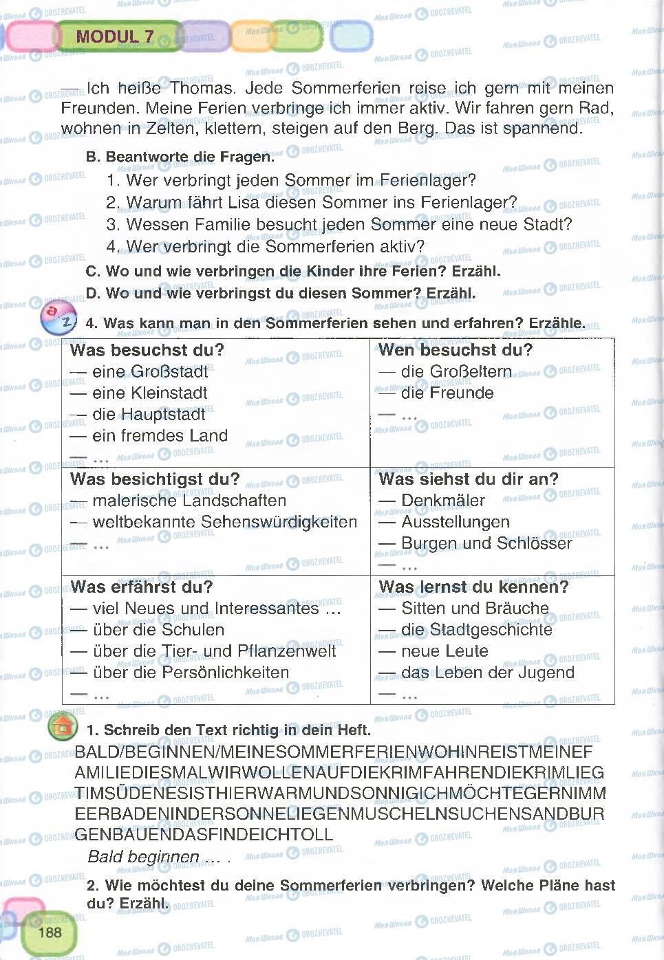 Підручники Німецька мова 7 клас сторінка 188