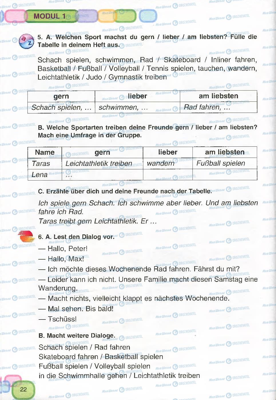 Підручники Німецька мова 7 клас сторінка 22