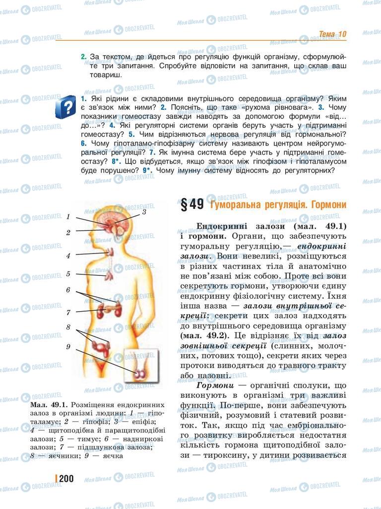 Підручники Біологія 8 клас сторінка 200