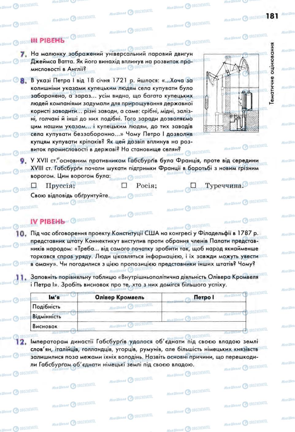 Підручники Всесвітня історія 8 клас сторінка 181